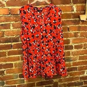 Red with black and white/cream peplum blouse